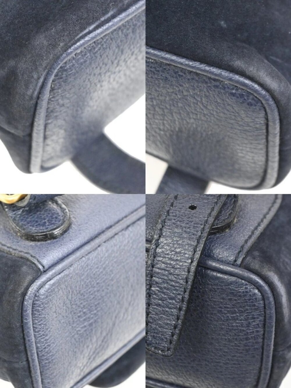 GUCCI Bamboo Logo 2way Back Pack Bag Suede Leather Navy Blue GHW Italy 38MA494 - Picture 16 of 16